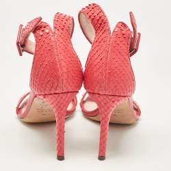 Giuseppe Zanotti Peach Pink Embossed Snakeskin Neyla Sandals Size 36