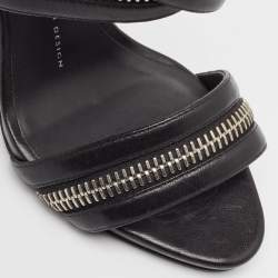 Pre Owned Giuseppe Zanotti Black Leather Ankle Strap Sandals Size 38
