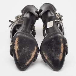 Pre Owned Giuseppe Zanotti Black Leather Ankle Strap Sandals Size 38