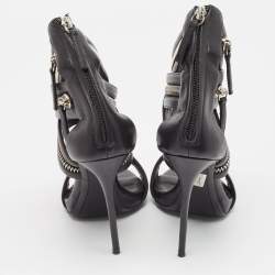 Pre Owned Giuseppe Zanotti Black Leather Ankle Strap Sandals Size 38