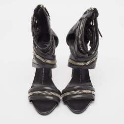 Pre Owned Giuseppe Zanotti Black Leather Ankle Strap Sandals Size 38