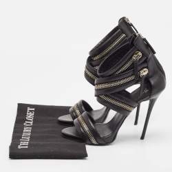 Pre Owned Giuseppe Zanotti Black Leather Ankle Strap Sandals Size 38