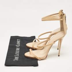 Giuseppe Zanotti Beige Patent Leather Coline Ankle Strap Sandals Size 40