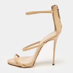 Giuseppe Zanotti Beige Patent Leather Coline Ankle Strap Sandals Size 40