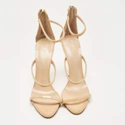 Giuseppe Zanotti Beige Patent Leather Coline Ankle Strap Sandals Size 40