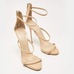 Giuseppe Zanotti Beige Patent Leather Coline Ankle Strap Sandals Size 40