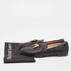 Giuseppe Zanotti Black Woven Leather Smoking Slippers Size 37