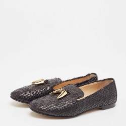 Giuseppe Zanotti Black Woven Leather Smoking Slippers Size 37