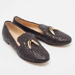 Giuseppe Zanotti Black Woven Leather Smoking Slippers Size 37