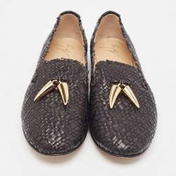 Giuseppe Zanotti Black Woven Leather Smoking Slippers Size 37