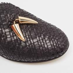 Giuseppe Zanotti Black Woven Leather Smoking Slippers Size 37