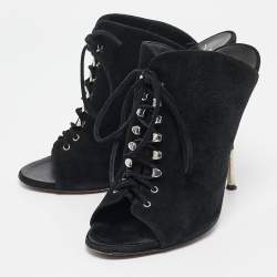 Pre Owned صندل جوسيبي زانوتي أسود جلد مقلوب مقاس 38