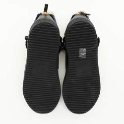 مملوكة مسبقًا Giuseppe Zanotti Blue/Black Velvet and Leather Coby High Top Sneakers Size 38