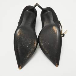 Giuseppe Zanotti Black Leather and Suede Ankle Strap Pumps Size 37