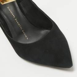 Giuseppe Zanotti Black Leather and Suede Ankle Strap Pumps Size 37