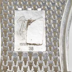 Giuseppe Zanotti Silver Croc Embossed Leather Blabber Low Top Sneakers Size 38