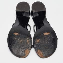 Pre Owned Giuseppe Zanotti Black Crystal Embellished Suede Slide Sandals Size 38.5