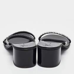 Pre Owned Giuseppe Zanotti Black Crystal Embellished Suede Slide Sandals Size 38.5