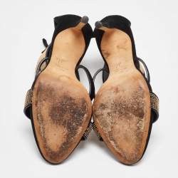 مملوكة مسبقًا صندل جويسيبي زانوتي أسود شامواه مرصع بحزام للكاحل مقاس 39