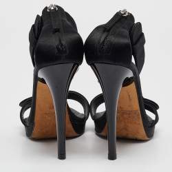 Giuseppe Zanotti Black Satin Ankle Strap Sandals Size 39