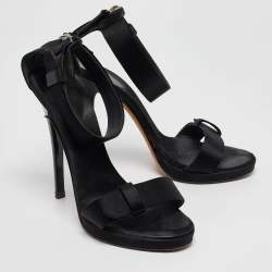 Giuseppe Zanotti Black Satin Ankle Strap Sandals Size 39
