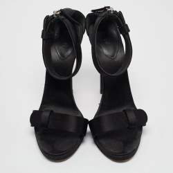 Giuseppe Zanotti Black Satin Ankle Strap Sandals Size 39