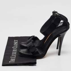 Giuseppe Zanotti Black Satin Ankle Strap Sandals Size 39