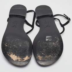 Giuseppe Zanotti Black Suede Crystal Embellished Slingback Sandals Size 38.5