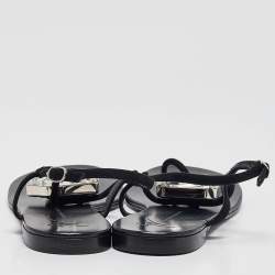 Giuseppe Zanotti Black Suede Crystal Embellished Slingback Sandals Size 38.5