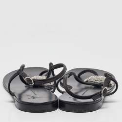 Pre Owned Giuseppe Zanotti Black Leather Emmy Lou Flat Sandals Size 38.5