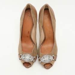 Giuseppe Zanotti Beige Suede/Leather Peep Toe Pumps 40