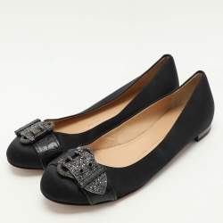 Giuseppe Zanotti Black Satin Embellished Ballet Flats Size 39