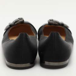 Giuseppe Zanotti Black Satin Embellished Ballet Flats Size 39