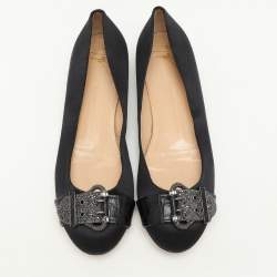 Giuseppe Zanotti Black Satin Embellished Ballet Flats Size 39