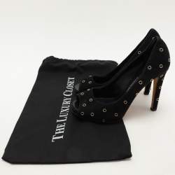 Pre Owned حذاء كعب عالي جوسيبي زانوتي سويدي أسود مزين  مقدمة مفتوحة مقاس 37.5