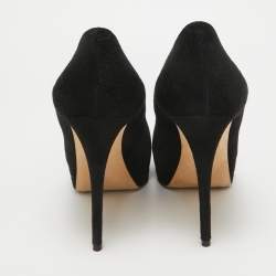 Giuseppe Zanotti Black Suede Crystal Embellished Bow Peep Toe Platform Pumps Size 41