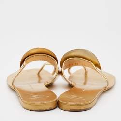 Giuseppe Zanotti Gold Leather Toe Ring Flat Slides Size 39
