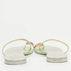 Giuseppe Zanotti Green Leather Crystal Embellished Toe Ring Flat Slides Size 41
