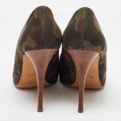 Giuseppe Zanotti Green Camouflage Canvas Peep Toe Pumps Size 40