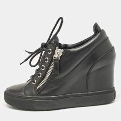 Giuseppe Zanotti Black Leather Dona Sneakers Size 36.5