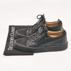 Giuseppe Zanotti Black Fabric and Leather Frankie Low Top Sneakers Size 39
