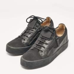 Giuseppe Zanotti Black Fabric and Leather Frankie Low Top Sneakers Size 39