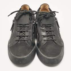 Giuseppe Zanotti Black Fabric and Leather Frankie Low Top Sneakers Size 39