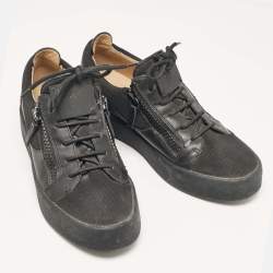Giuseppe Zanotti Black Fabric and Leather Frankie Low Top Sneakers Size 39