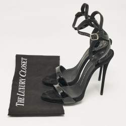 Giuseppe Zanotti Black Patent Leather Ankle Strap Sandals Size 39