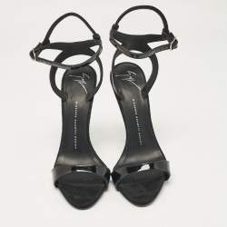 Giuseppe Zanotti Black Patent Leather Ankle Strap Sandals Size 39