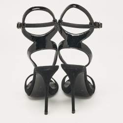 Giuseppe Zanotti Black Patent Leather Ankle Strap Sandals Size 39