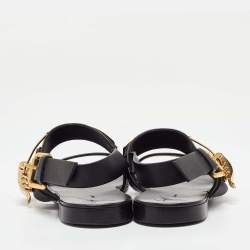 Giuseppe Zanotti Black Leather Zak Flat Sandals Size 41