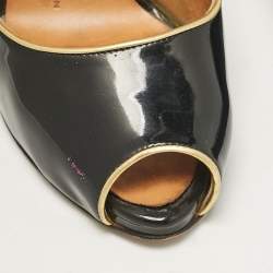 Pre Owned Giuseppe Zanotti Black Patent Leather Peep Toe Pumps Size 37