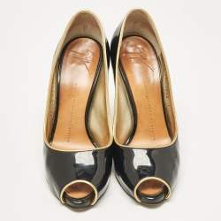 Pre Owned Giuseppe Zanotti Black Patent Leather Peep Toe Pumps Size 37